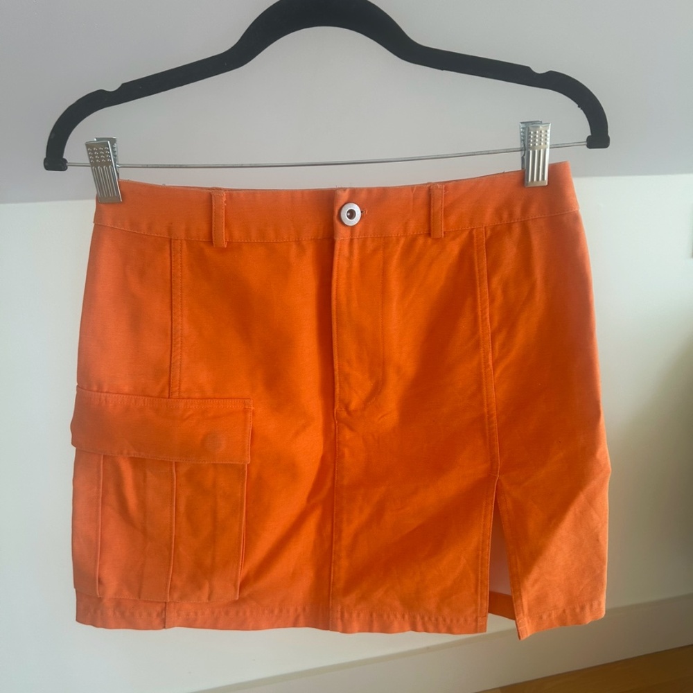 🧡 Kith Women's Orange Canvas Belted Mini Skirt – Size Small